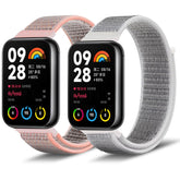 Niboow Nylon Strap for Xiaomi Smart Band 9 Pro/Xiaomi Smart Band 8 Pro, Men Women Soft Lightweight Breathable Watch Bands for Xiaomi Redmi Watch 5 / Xiaomi Redmi Watch 4 - Pink + White